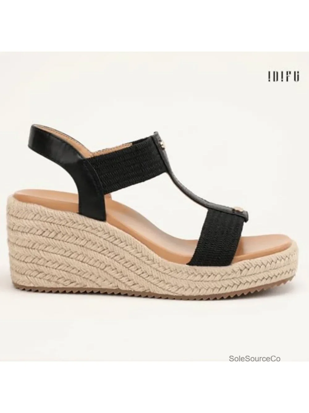 Espadrille Platform Wedge Sandals T-Strap Open Toe Arch Support Elastic Strap